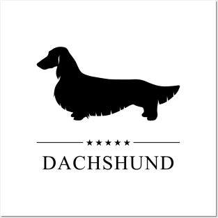 Long Haired Dachshund Black Silhouette Posters and Art